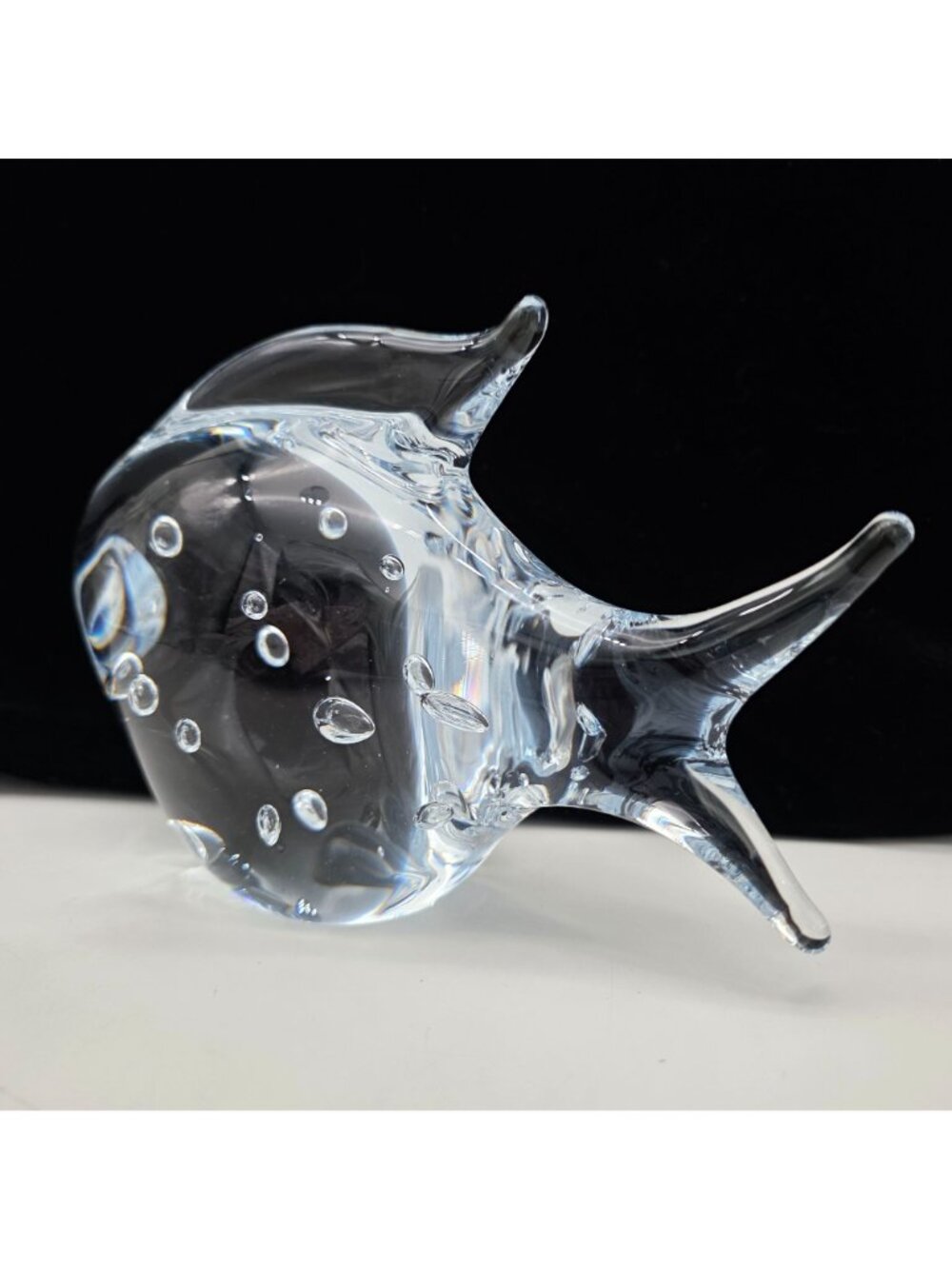 Signed Marcolin Sweden Art Glass Paperweight Fish Figure Bubbles 4.75" Tall - Picture 6 of 12